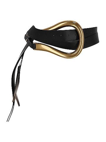 Bottega Veneta Bottega Veneta Horseshoe Buckle Double Strap Belt in Black Leather (view 1)
