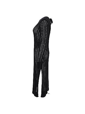 Ganni Ganni Open-Knit Midi Dress in Black Mohair Wool (view 2)