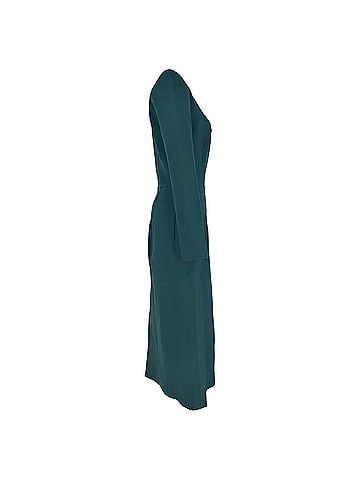 Roland Mouret Roland Mouret Long Sleeve Midi Dress in Green Wool (view 2)