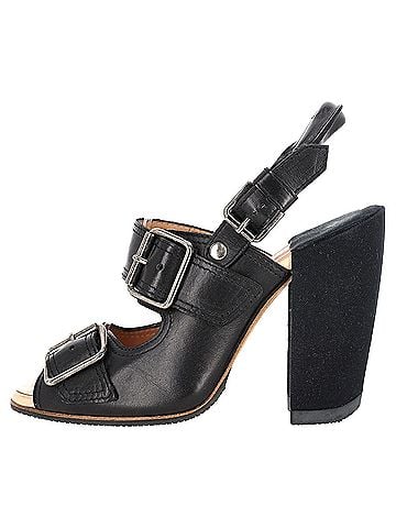 Dries Van Noten Dries Van Noten Buckle Strap Block Heels in Black Leather (view 1)