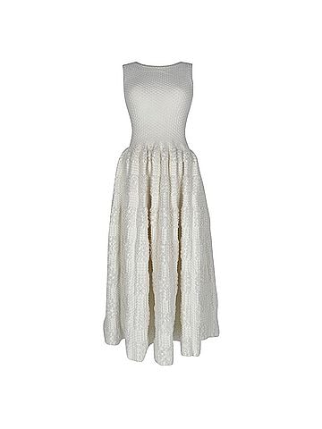 Alaïa Alaïa Textured Sleeveless Midi Dress in White Viscose (view 1)