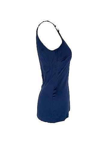 Dolce & Gabbana Dolce &amp; Gabbana Floral Lace Applique Sleeveless Top in Navy Blue Silk (view 2)