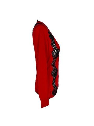 Dolce & Gabbana Dolce &amp; Gabbana Lace-Accent Cardigan in Red Cashmere (view 2)