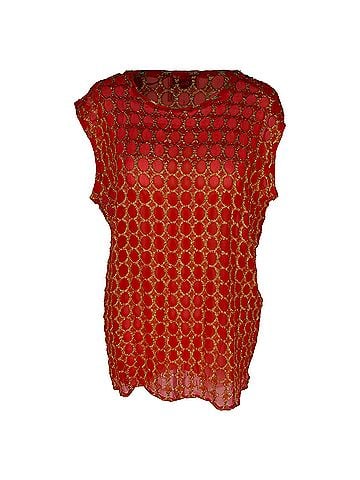 Lanvin Lanvin Metallic Polka Dot Blouse in Red Chiffon (view 1)