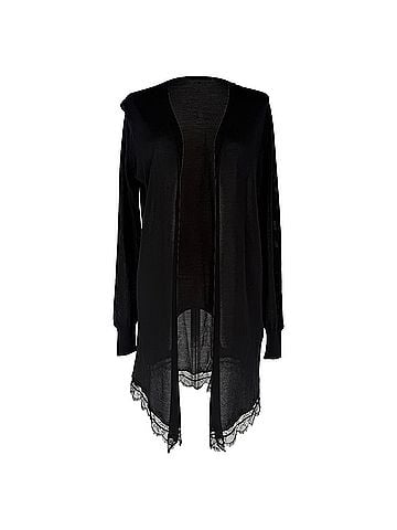 Emilio Pucci Emilio Pucci Lace-Trimmed Open Cardigan in Black Silk (view 1)