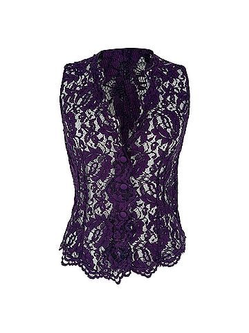 Dolce & Gabbana Dolce &amp; Gabbana V-Neck Sleeveless Lace Top in Violet Viscose (view 1)