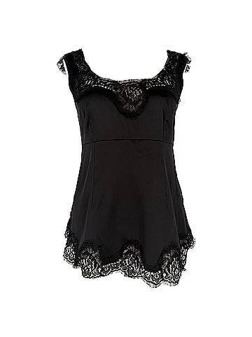 Dolce & Gabbana Dolce &amp; Gabbana Lace-Trimmed Sleeveless Top in Black Silk (view 1)