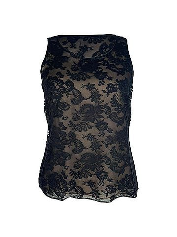 Oscar De La Renta Oscar De La Renta Lace Tank Top in Black Cotton (view 1)
