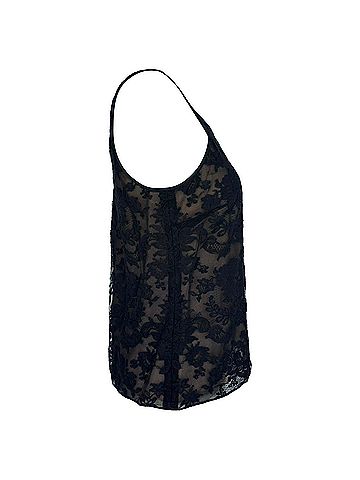 Oscar De La Renta Oscar De La Renta Lace Tank Top in Black Cotton (view 2)