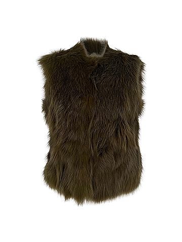 Diane von Furstenberg Diane Von Furstenberg Neo Sleeveless Jacket in Olive Fox Fur (view 1)