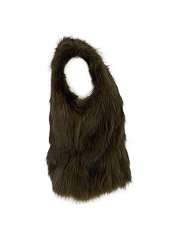 Diane von Furstenberg Diane Von Furstenberg Neo Sleeveless Jacket in Olive Fox Fur (view 2)