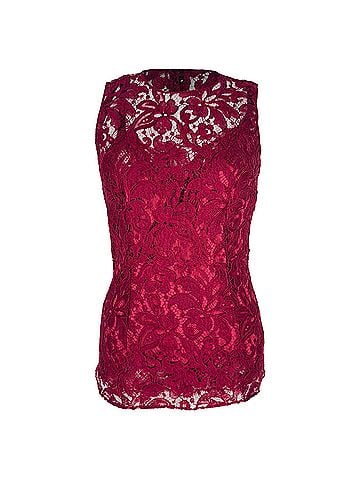 Dolce & Gabbana Dolce &amp; Gabbana Lace Detailed Sleeveless Top in Burgundy Viscose (view 1)