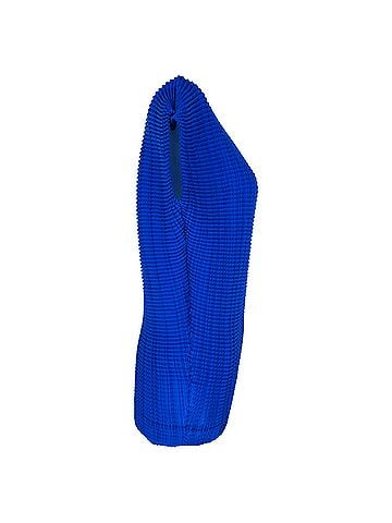 Issey Miyake Issey Miyake Textured V-Neck Blouse in Blue Polyester (view 2)