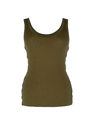 Alexander Wang Alexander Wang Ribbed-Knit Tank Top in Olive Cotton (view 1)