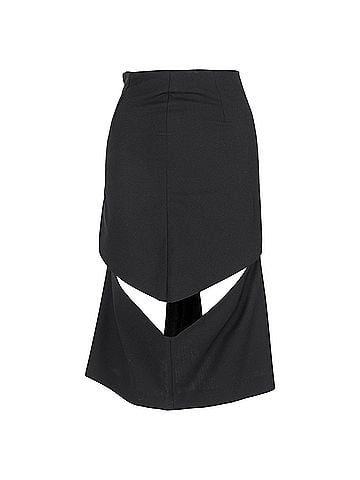 Maison Margiela Maison Margiela Cutout Midi Skirt in Black Wool (view 1)