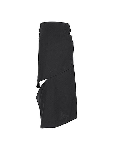 Maison Margiela Maison Margiela Cutout Midi Skirt in Black Wool (view 2)