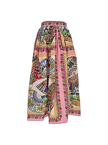 Dolce & Gabbana Dolce &amp; Gabbana Printed Midi Skirt in Multicolor Cotton (view 1)