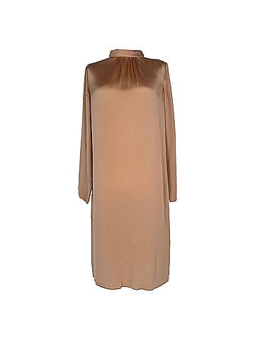 Chloé Chloé Mock Neck Mid Dress in Beige Silk (view 1)