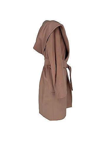 Max Mara Max Mara Belted Hooded Coat in Beige Camel Hair (view 2)