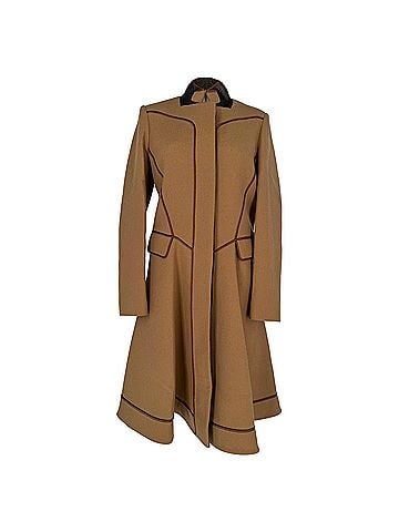 ETRO Etro Piping Accent Flared Coat in Brown Wool (view 1)