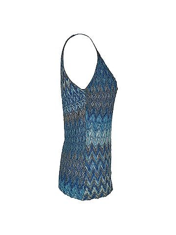 Missoni Missoni Chevron Crystal-Embellished Tan Top in Blue Rayon (view 2)