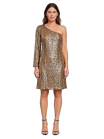 NW Nightway One Shoulder Sequin Cocktail Dress (view 1)