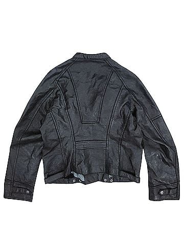 Ohm Black Leather Moto Jacket Leather Jacket (view 2)