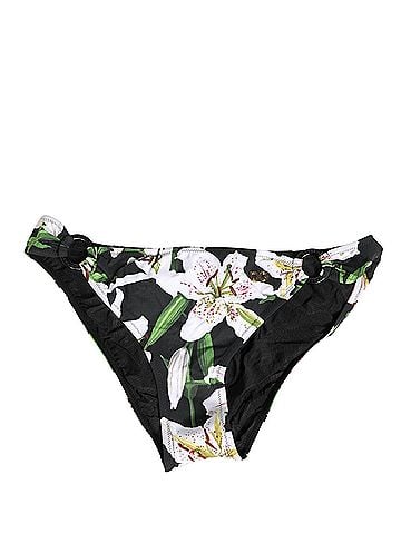 Dolce & Gabbana Black Lily Print Nylon Bottom Beachwear Women's Swimwear (view 1)