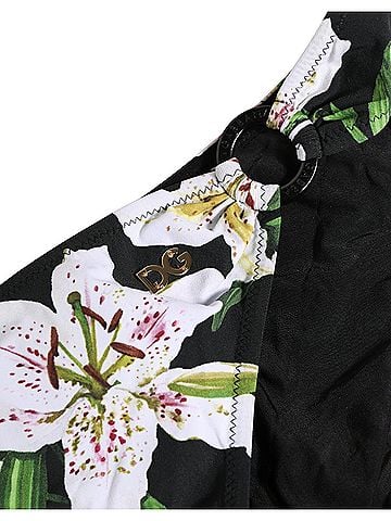 Dolce & Gabbana Black Lily Print Nylon Bottom Beachwear Women's Swimwear (view 2)
