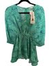 Easel Tropical Green Blue Short Sleeve Blouse Size S - photo 1