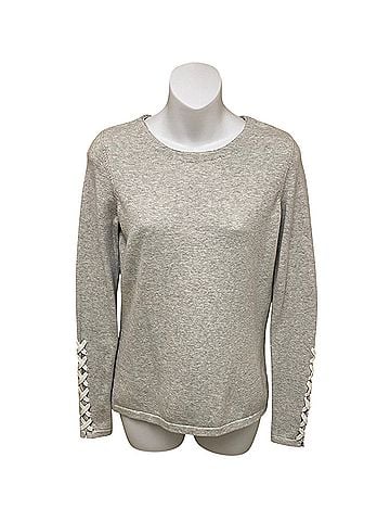 J. McLaughlin Rianna Crewneck Lace Up Sleeve Pullover Sweater (view 1)