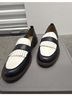 Ann Taylor 100% Leather Black White Blue Flats Size 7 - photo 3