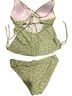True Craft 82% Nylon 18% Spandex 100% Polyester Animal Print Green Two Piece Swimsuit Size L - photo 2