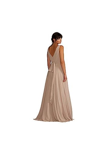 David's Bridal Long Chiffon Surplice Tank Cocktail Dress (view 2)