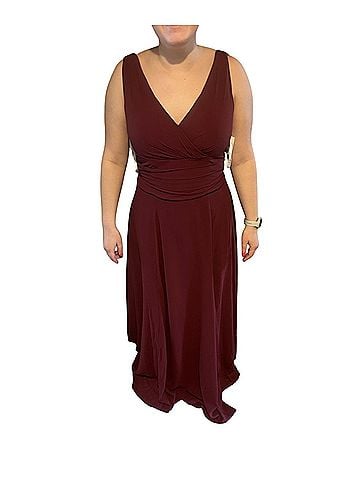 David's Bridal Long Chiffon Surplice Tank Cocktail Dress (view 1)