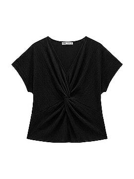 Zara Twist-Front Textured Top T-Shirt (view 1)