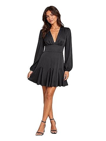 Abercrombie & Fitch Satin Plunge Mini Dress Cocktail Dress (view 1)