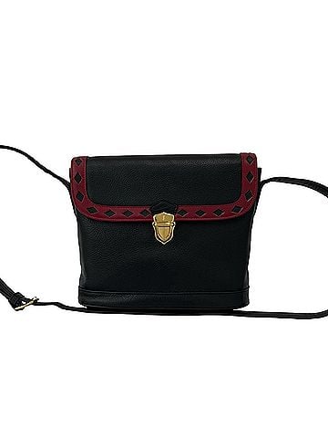 Yves Saint Laurent YVES SAINT LAURENT YSL Logo Hardware Cutout Leather Shoulder Bag Black Red 31720 (view 1)