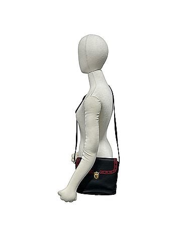 Yves Saint Laurent YVES SAINT LAURENT YSL Logo Hardware Cutout Leather Shoulder Bag Black Red 31720 (view 2)