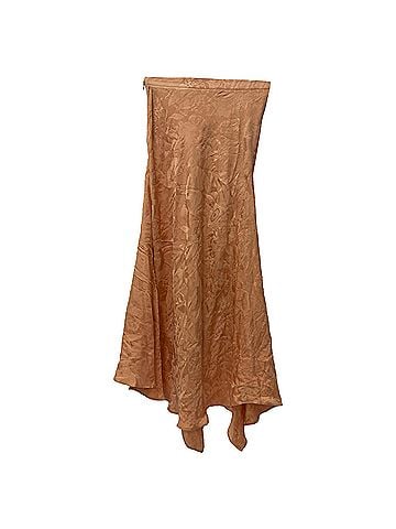 ETRO Etro Asymmetric Jacquard Midi Skirt in Orange Silk (view 1)