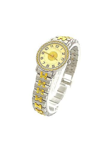 Hermès HERMES Hermes Sellier Stainless Steel GP Quartz Wristwatch Silver Gold 35317 (view 1)