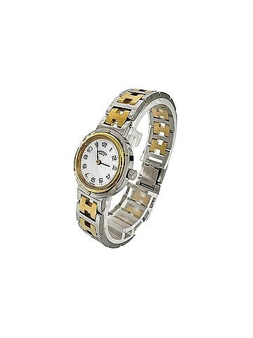 Hermès HERMES Clipper Stainless Steel GP Quartz Wristwatch, Silver/Gold, 25008 (view 1)