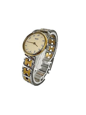 Hermès HERMES Arceau Stainless Steel GP Quartz Wristwatch, Silver/Gold, 21563 (view 1)