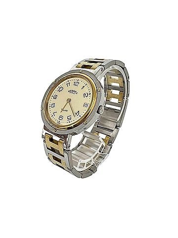 Hermès HERMES Clipper Stainless Steel GP Quartz Wristwatch, Silver/Gold, 21231 (view 1)