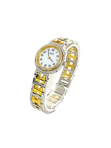 Hermès HERMES Clipper Stainless Steel GP Quartz Wristwatch, Silver/Gold, 38535 (view 1)