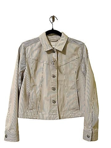 J.Jill Striped Denim Jacket Denim Jacket (view 1)