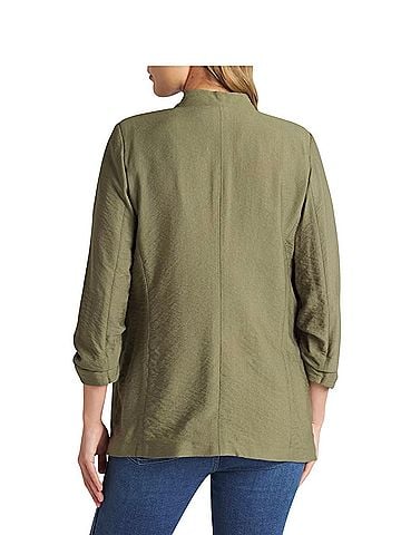 DKNY Notch Scrunch Sleeve Open-Front Blazer Blazer (view 2)
