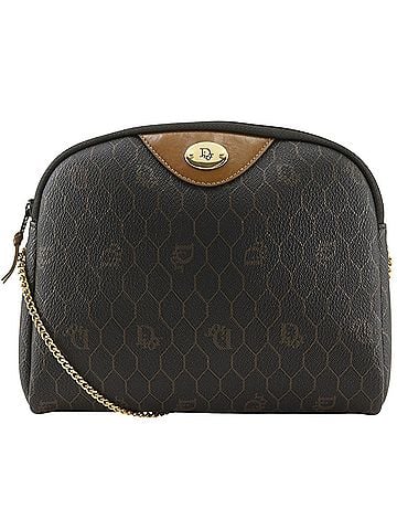 Christian Dior Christian Dior Honeycomb Pattern Chain Shoulder Bag, PVC, Black, Women's (view 1)