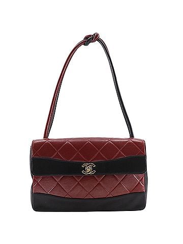 Chanel Chanel Matelasse Shoulder Bag, Bicolor Lambskin, Black/Red, A5 Size, Turn-Lock, Women's (view 1)