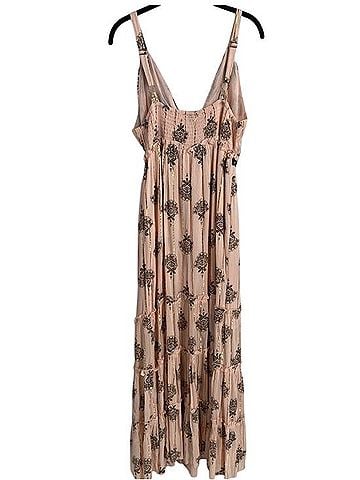 Anthropologie Bohemian Peach Maxi Dress Casual Dress (view 2)